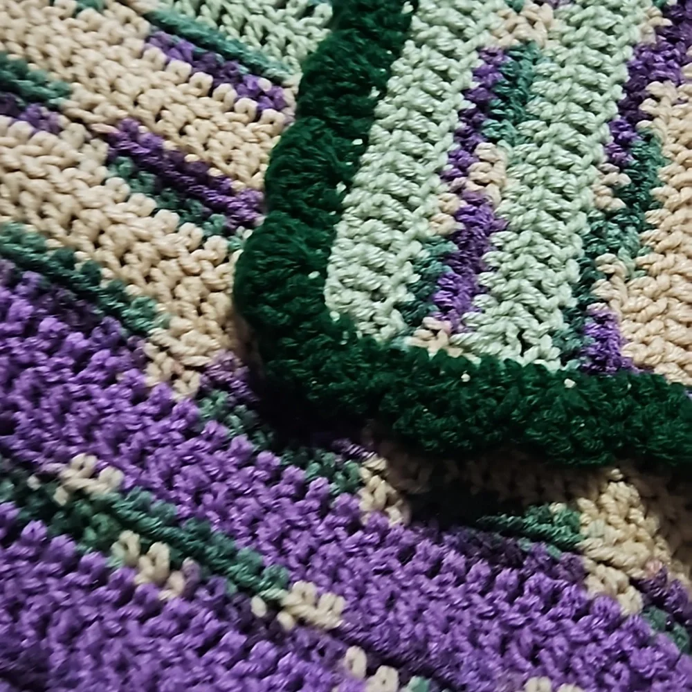 *New* Crochet afghan green purple baby throw blanket  app. 35